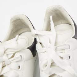 Pre Owned Alexander McQueen White/Black Leather Oversized Sneakers Size 41.5
