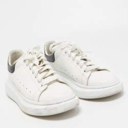 Pre Owned Alexander McQueen White/Black Leather Oversized Sneakers Size 41.5