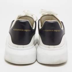 Pre Owned Alexander McQueen White/Black Leather Oversized Sneakers Size 41.5