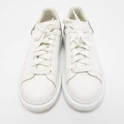 Pre Owned Alexander McQueen White/Black Leather Oversized Sneakers Size 41.5