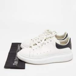 Pre Owned Alexander McQueen White/Black Leather Oversized Sneakers Size 41.5