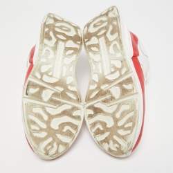 Alexander McQueen White/Red Leather and Mesh Oversized Runner Low Top Sneakers Size 44