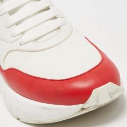 Alexander McQueen White/Red Leather and Mesh Oversized Runner Low Top Sneakers Size 44