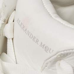 Alexander McQueen White/Red Leather and Mesh Oversized Runner Low Top Sneakers Size 44