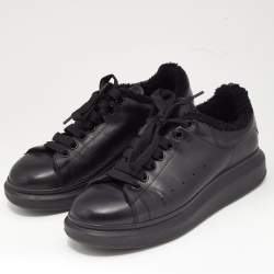 Pre Owned Alexander McQueen Black Leather Oversized Low Top Sneakers Size 42