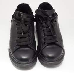 Pre Owned Alexander McQueen Black Leather Oversized Low Top Sneakers Size 42