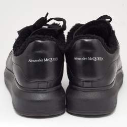 Pre Owned Alexander McQueen Black Leather Oversized Low Top Sneakers Size 42
