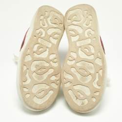 Alexander McQueen White/Red Leather and Watersnake Oversized Sneakers Size 41