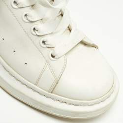 Alexander McQueen White/Red Leather and Watersnake Oversized Sneakers Size 41