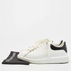 Pre Owned Alexander McQueen White/Black Leather Oversized Sneakers Size 41.5