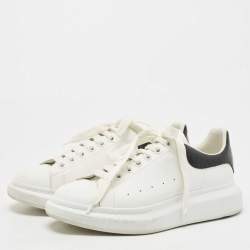 Pre Owned Alexander McQueen White/Black Leather Oversized Sneakers Size 41.5