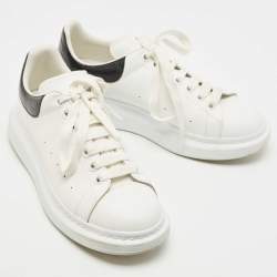 Pre Owned Alexander McQueen White/Black Leather Oversized Sneakers Size 41.5
