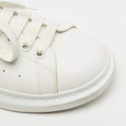 Pre Owned Alexander McQueen White/Black Leather Oversized Sneakers Size 41.5