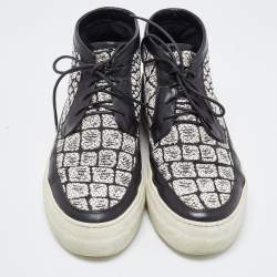 Alexander McQueen Black/White Leather High Top Sneakers Size 41