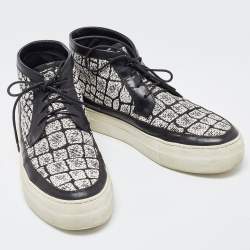 Alexander McQueen Black/White Leather High Top Sneakers Size 41