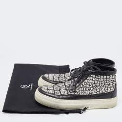 Alexander McQueen Black/White Leather High Top Sneakers Size 41