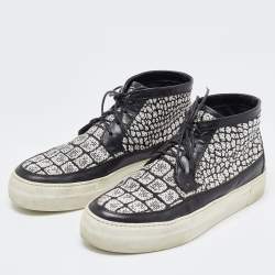 Alexander McQueen Black/White Leather High Top Sneakers Size 41