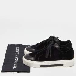 Pre Owned Alexander McQueen Black Velvet Lace Low Top Sneakers Size 41