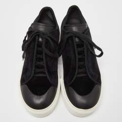 Pre Owned Alexander McQueen Black Velvet Lace Low Top Sneakers Size 41