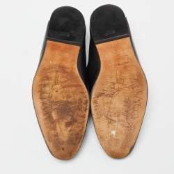 Pre Owned Alexander McQueen Black Leather Skull Loafers Size 42