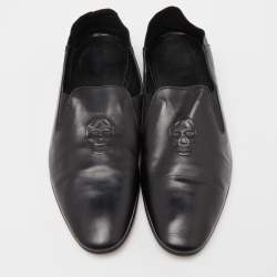 Pre Owned Alexander McQueen Black Leather Skull Loafers Size 42