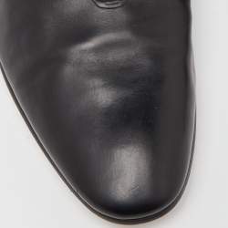 Pre Owned Alexander McQueen Black Leather Skull Loafers Size 42