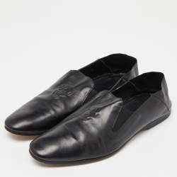 Pre Owned Alexander McQueen Black Leather Skull Loafers Size 42