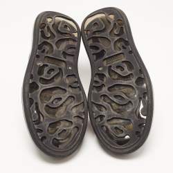 Pre Owned Alexander McQueen Black Leather Oversized Transparent Sole Sneakers Size 42