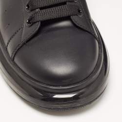 Pre Owned Alexander McQueen Black Leather Oversized Transparent Sole Sneakers Size 42