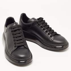 Pre Owned Alexander McQueen Black Leather Oversized Transparent Sole Sneakers Size 42
