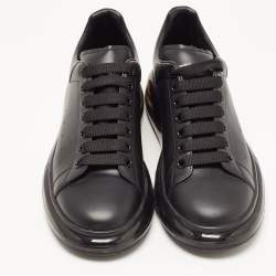 Pre Owned Alexander McQueen Black Leather Oversized Transparent Sole Sneakers Size 42