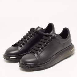 Pre Owned Alexander McQueen Black Leather Oversized Transparent Sole Sneakers Size 42