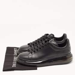 Pre Owned Alexander McQueen Black Leather Oversized Transparent Sole Sneakers Size 42