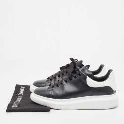 Pre Owned Alexander McQueen Black/White Leather Oversized Sneakers Size 43.5