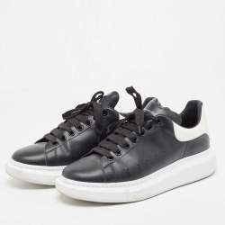 Pre Owned Alexander McQueen Black/White Leather Oversized Sneakers Size 43.5