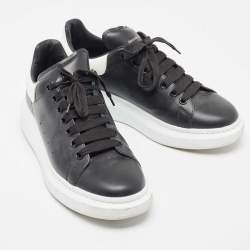 Pre Owned Alexander McQueen Black/White Leather Oversized Sneakers Size 43.5