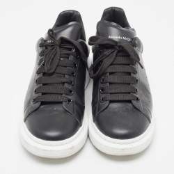 Pre Owned Alexander McQueen Black/White Leather Oversized Sneakers Size 43.5