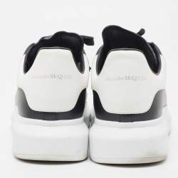 Pre Owned Alexander McQueen Black/White Leather Oversized Sneakers Size 43.5