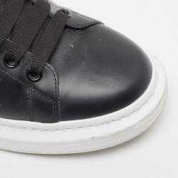 Pre Owned Alexander McQueen Black/White Leather Oversized Sneakers Size 43.5