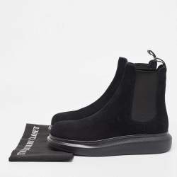 Pre Owned Alexander McQueen Black Suede Hybrid Chelsea Ankle Boots Size 42