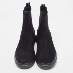 Pre Owned Alexander McQueen Black Suede Hybrid Chelsea Ankle Boots Size 42