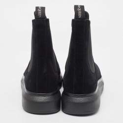 Pre Owned Alexander McQueen Black Suede Hybrid Chelsea Ankle Boots Size 42