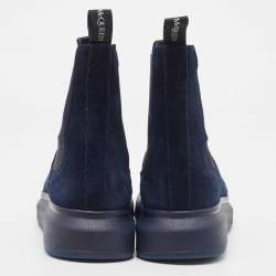 Alexander McQueen Navy Blue Suede Hybrid Chelsea Boots Size 41