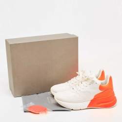 Alexander McQueen White/Orange Leather Oversized Runner Sneakers Size 40