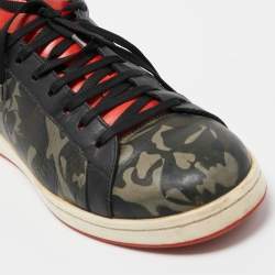 Alexander MQueen Black/Red Camo Print Leather Low Top Sneakers Size 43