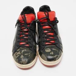 Alexander MQueen Black/Red Camo Print Leather Low Top Sneakers Size 43