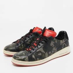 Alexander MQueen Black/Red Camo Print Leather Low Top Sneakers Size 43