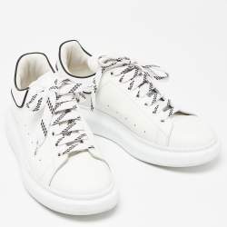 Pre Owned Alexander McQueen White/Black Leather Oversized Sneakers Size 44
