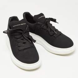 Pre Owned Alexander Mcqueen Black Knit Fabric Low Top Sneakers Size 43