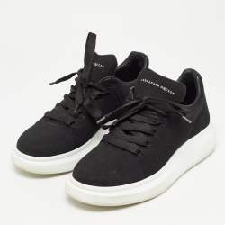 Pre Owned Alexander Mcqueen Black Knit Fabric Low Top Sneakers Size 43